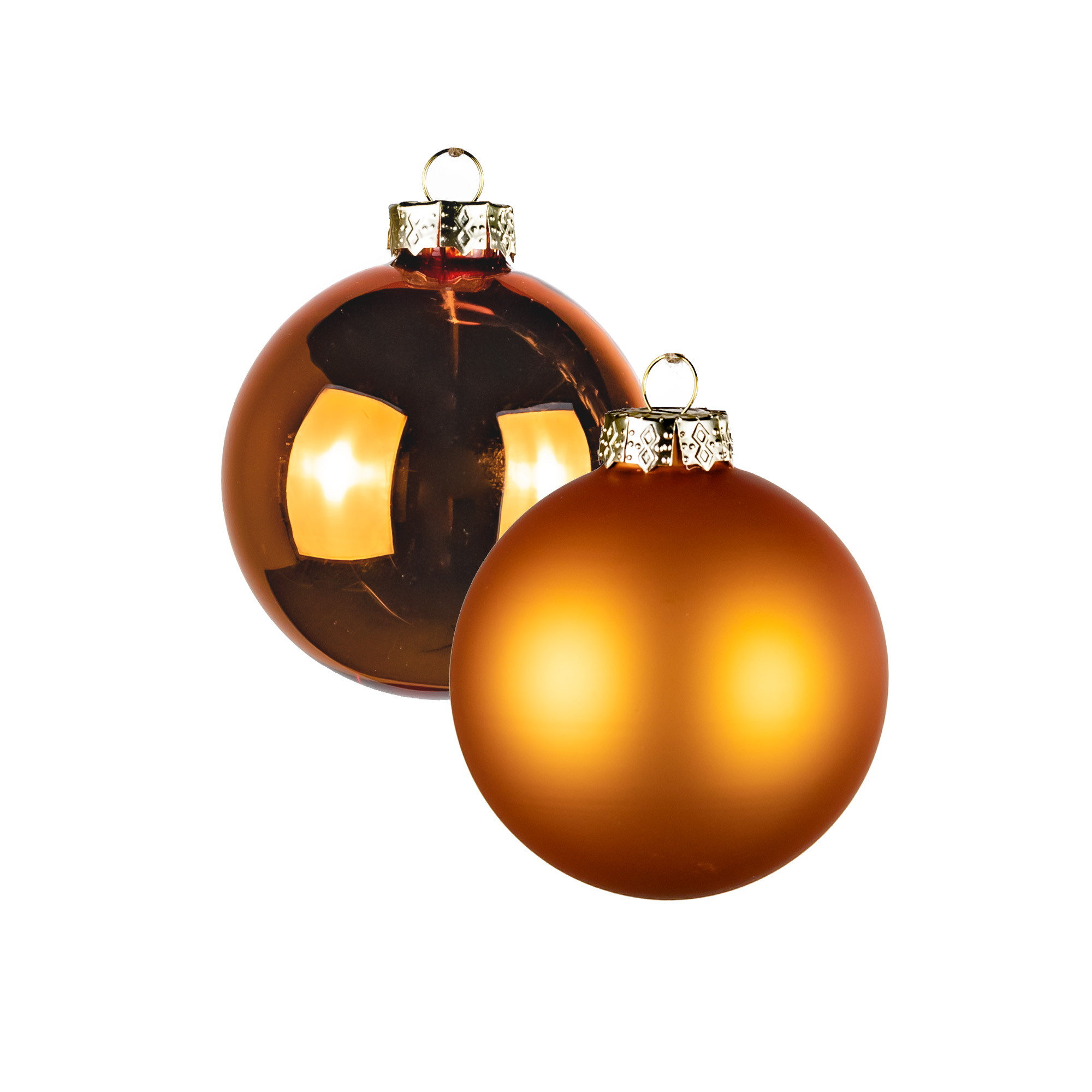 Glass christmas balls, plain , 16pcs, Brown